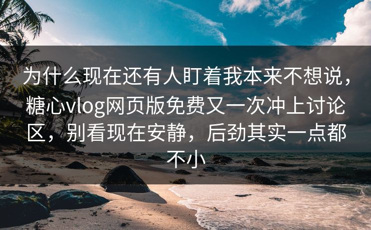 为什么现在还有人盯着我本来不想说，糖心vlog网页版免费又一次冲上讨论区，别看现在安静，后劲其实一点都不小