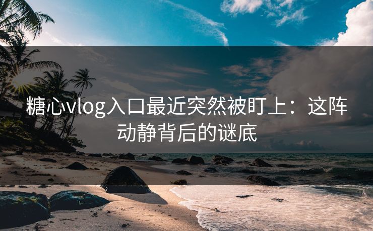 糖心vlog入口最近突然被盯上：这阵动静背后的谜底