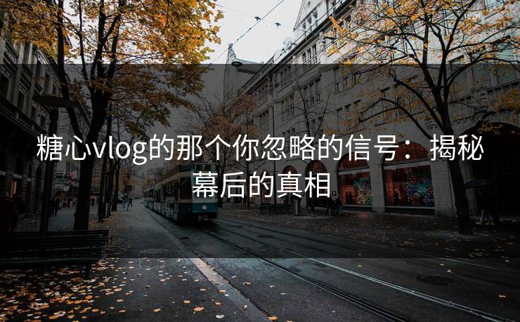 糖心vlog的那个你忽略的信号：揭秘幕后的真相