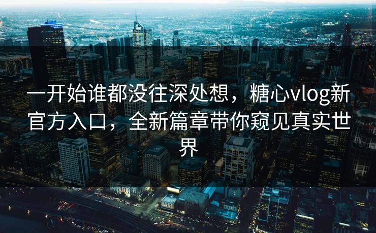 一开始谁都没往深处想，糖心vlog新官方入口，全新篇章带你窥见真实世界
