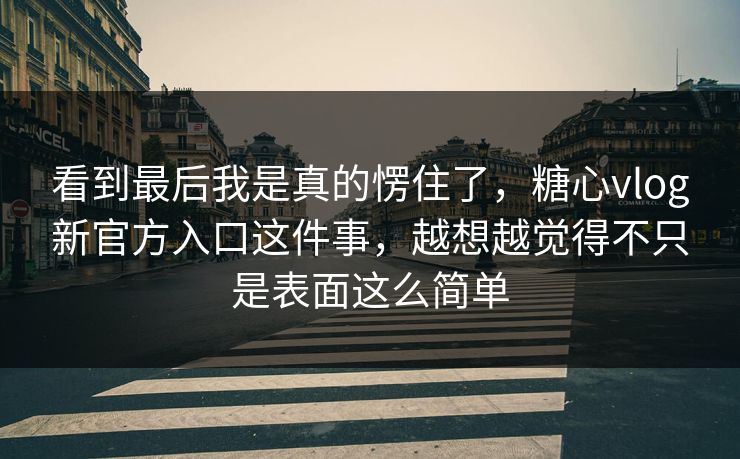 看到最后我是真的愣住了，糖心vlog新官方入口这件事，越想越觉得不只是表面这么简单