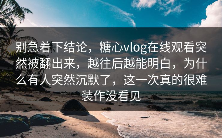 别急着下结论，糖心vlog在线观看突然被翻出来，越往后越能明白，为什么有人突然沉默了，这一次真的很难装作没看见
