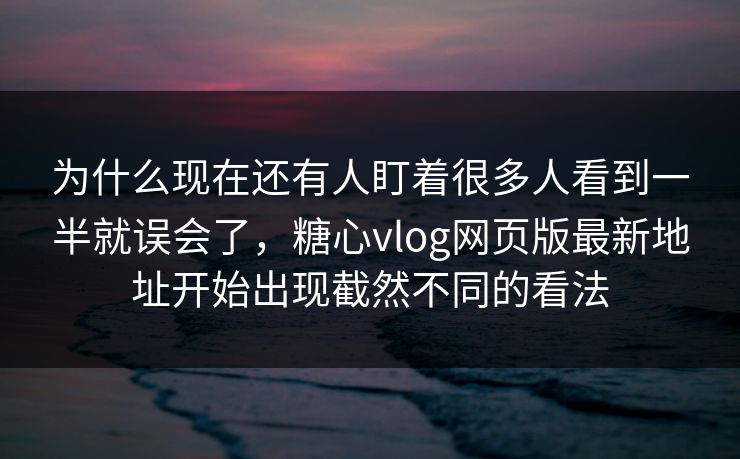 为什么现在还有人盯着很多人看到一半就误会了，糖心vlog网页版最新地址开始出现截然不同的看法