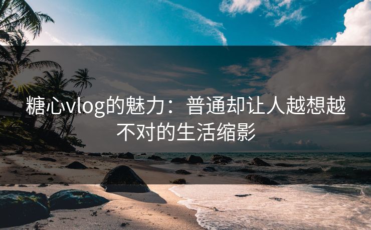 糖心vlog的魅力：普通却让人越想越不对的生活缩影