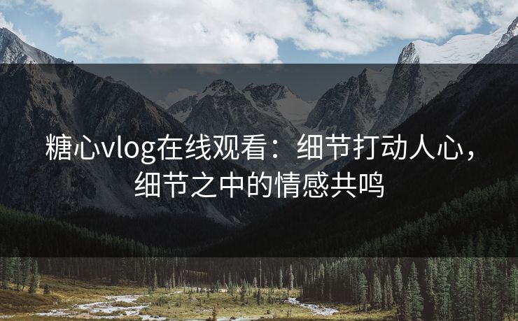 糖心vlog在线观看：细节打动人心，细节之中的情感共鸣