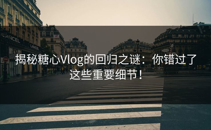 揭秘糖心Vlog的回归之谜：你错过了这些重要细节！