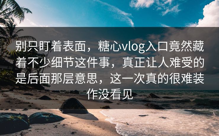 别只盯着表面，糖心vlog入口竟然藏着不少细节这件事，真正让人难受的是后面那层意思，这一次真的很难装作没看见