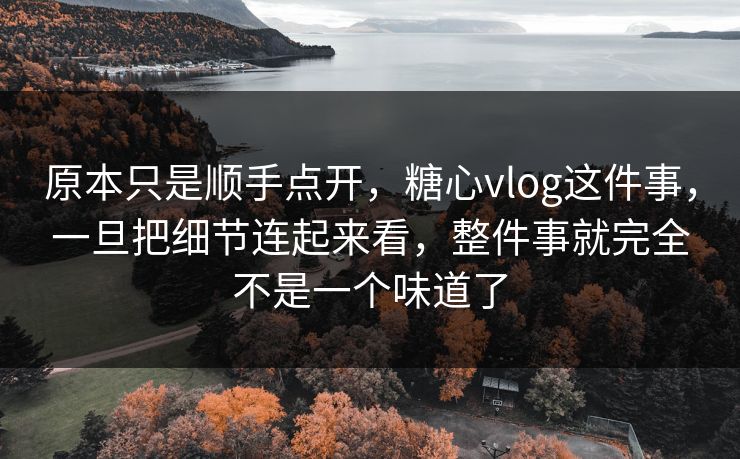原本只是顺手点开,糖心vlog这件事,一旦把细节连起来看,整件事就完全不是一个味道了 原本只是顺手点开,糖心vlog这件事,一旦把细节连起来看,整件事就完全不是一个味道了